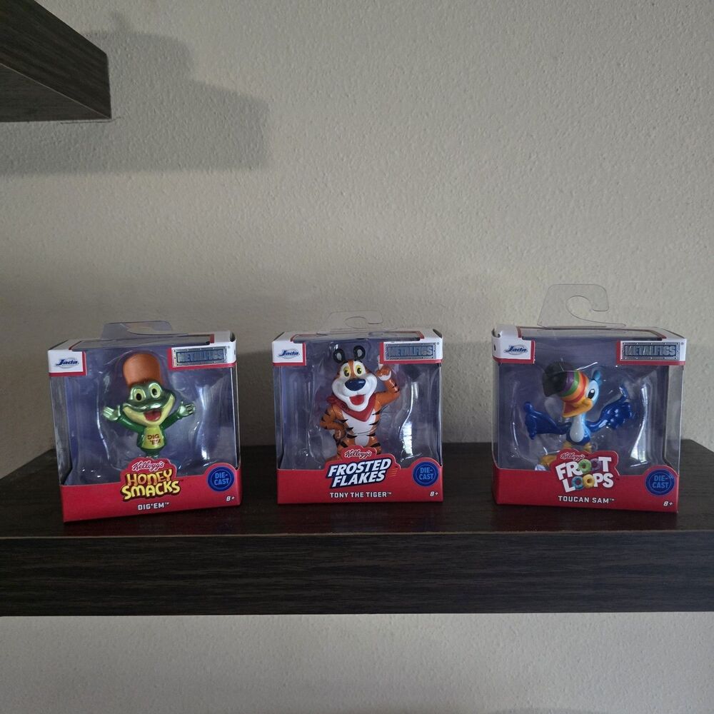 Jada Toys Metalfigs Diecast Figures Toucan Sam Tony Tiger Dig'Em Complete Set 3